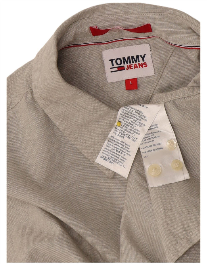 Camisa masculina Tommy Hilfiger grande algodão cinza