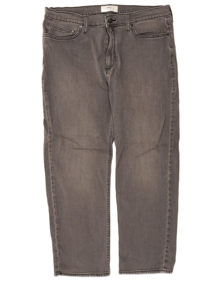 Jeans retos masculinos Marks & Spencer W36 L29 algodão cinza