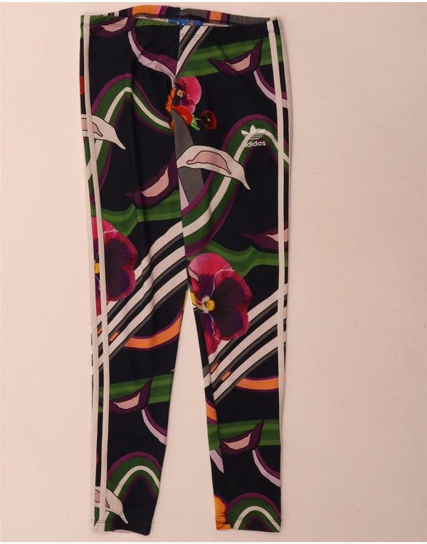 Leggings Adidas Femininas UK 10 Pequenas Multicoloridas Floral Poliéster