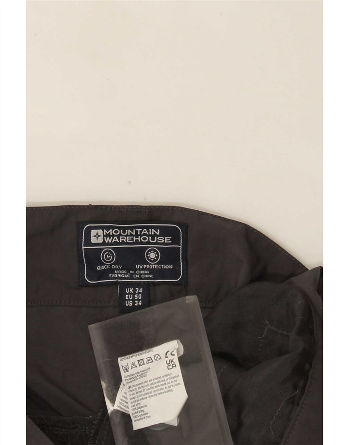 Shorts cargo masculino Mountain Warehouse W34 grande poliamida cinza