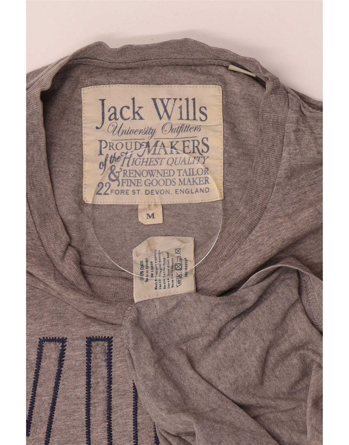 Jack Wills Camiseta masculina gráfica Top algodão cinza médio