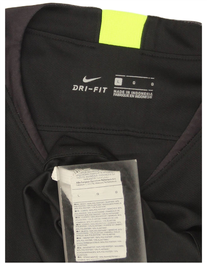 Camiseta masculina Nike Dri Fit grande poliéster listrado preto