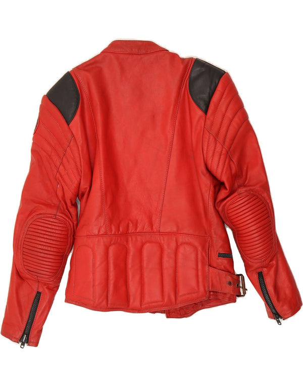Jaqueta masculina de couro VINTAGE para motociclistas IT 48 couro colorblock vermelho médio
