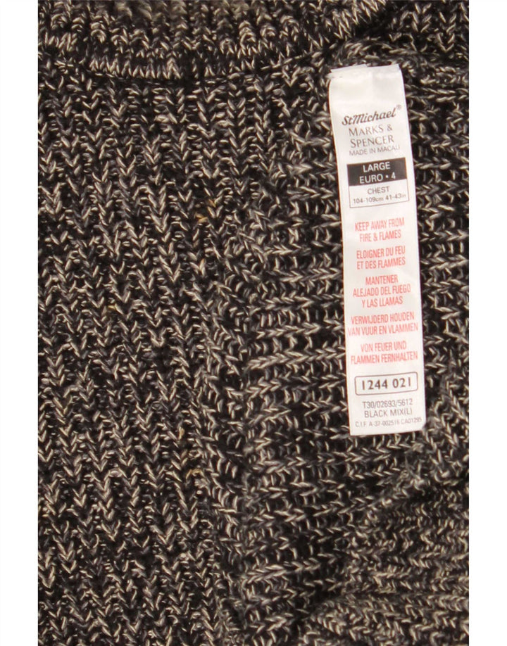 Suéter masculino Marks & Spencer com gola tartaruga grande preto manchado