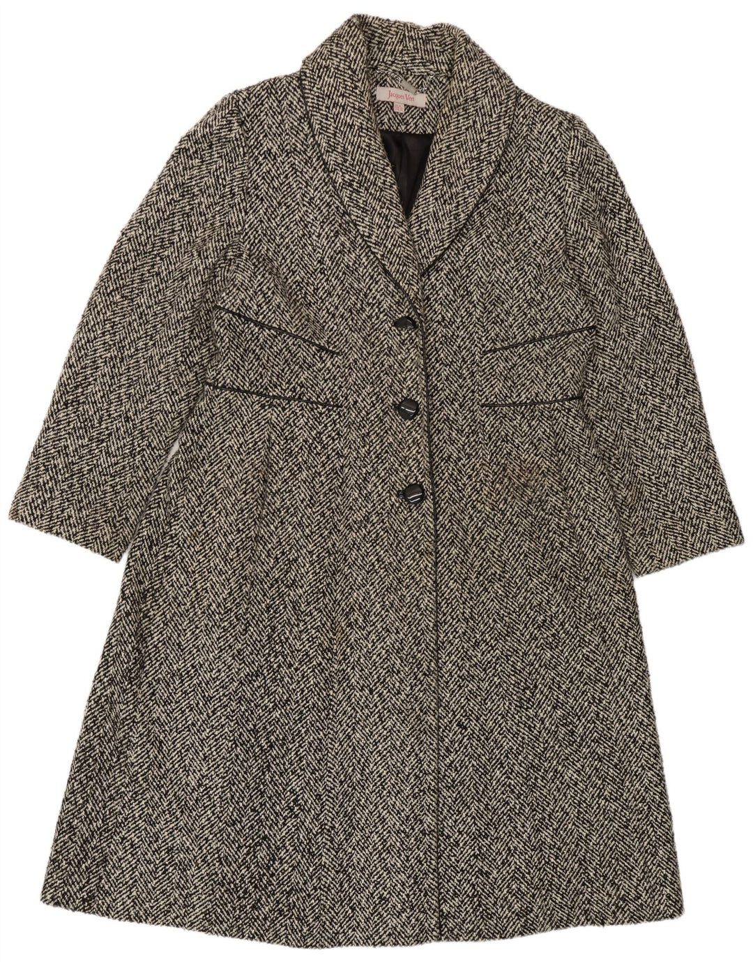 Sobretudo feminino Jacques Vert UK 18 XL preto espinha de peixe poliéster