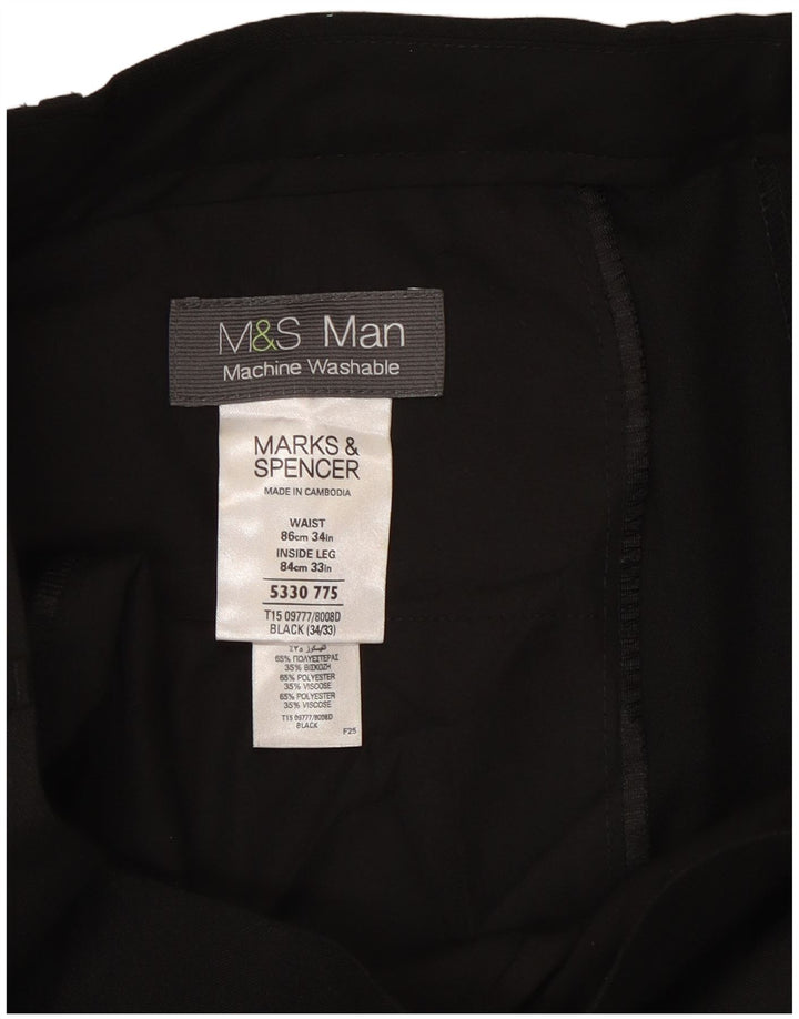 Calça Chino Cônica Masculina Marks & Spencer W34 L33 Poliéster Preto