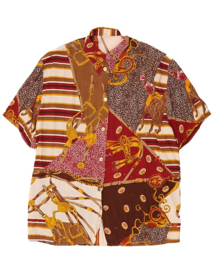 Camisa feminina vintage de manga curta IT 44 média multicolorida