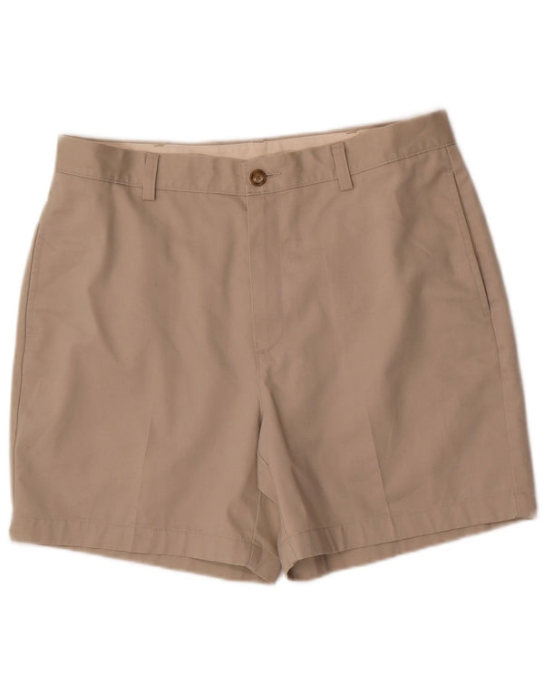 L.L.Bean Mens Natural Fit Chino Shorts W34 Grande Algodão Bege