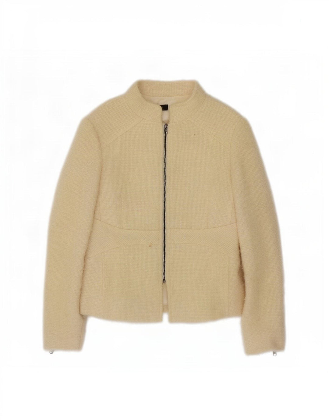 Jaqueta blazer feminina com zíper completo Zara EU 40 médio off white lã