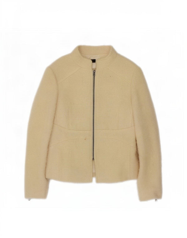 Jaqueta blazer feminina com zíper completo Zara EU 40 médio off white lã