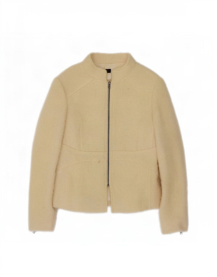 Jaqueta blazer feminina com zíper completo Zara EU 40 médio off white lã