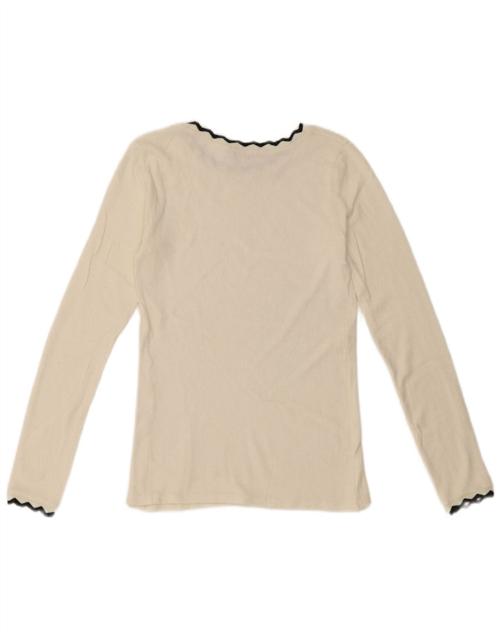 Zara Womens Crop Top Manga Longa Reino Unido 8 Pequeno Branco
