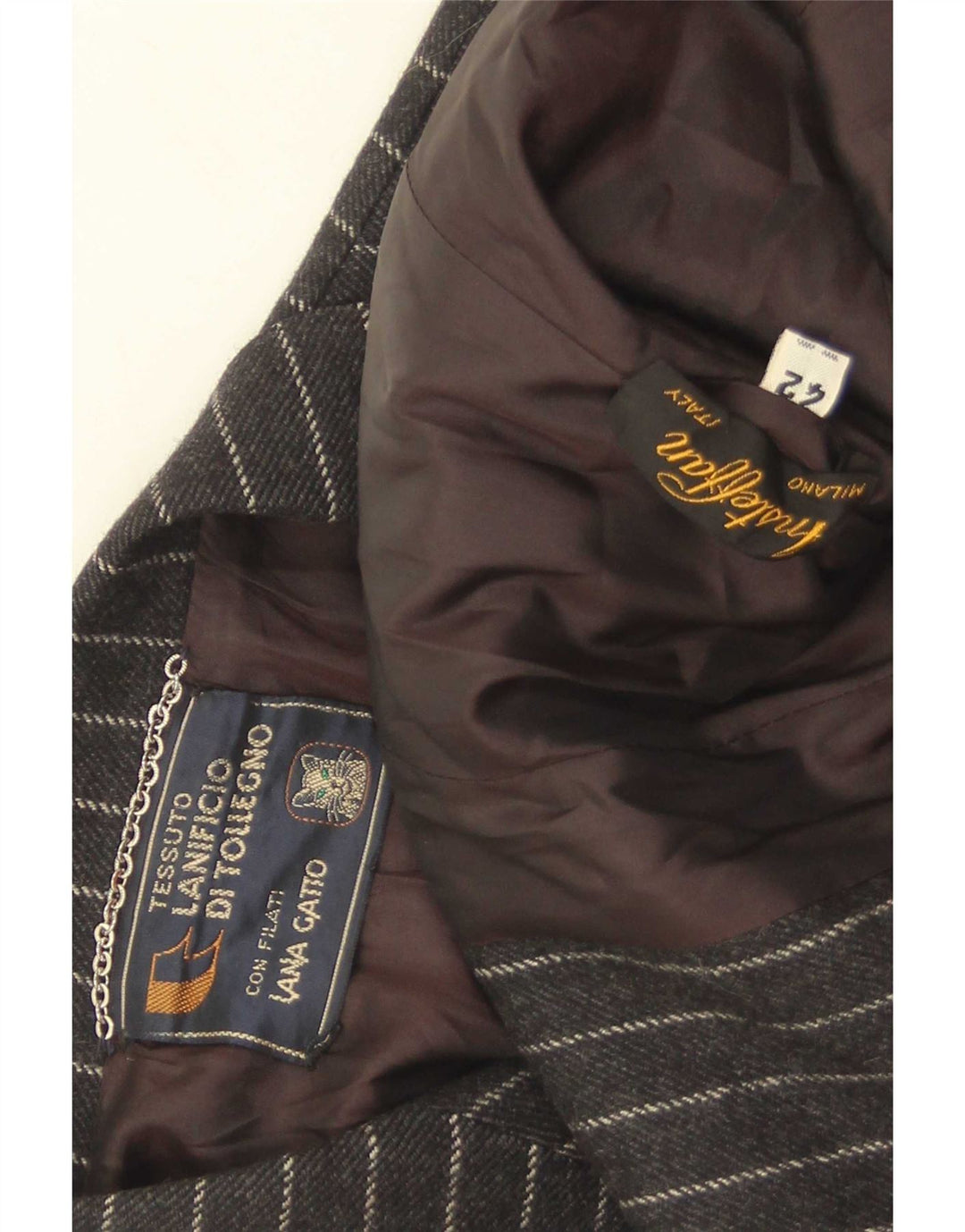 Jaqueta blazer feminina vintage com 2 botões IT 42 lã listrada preta média