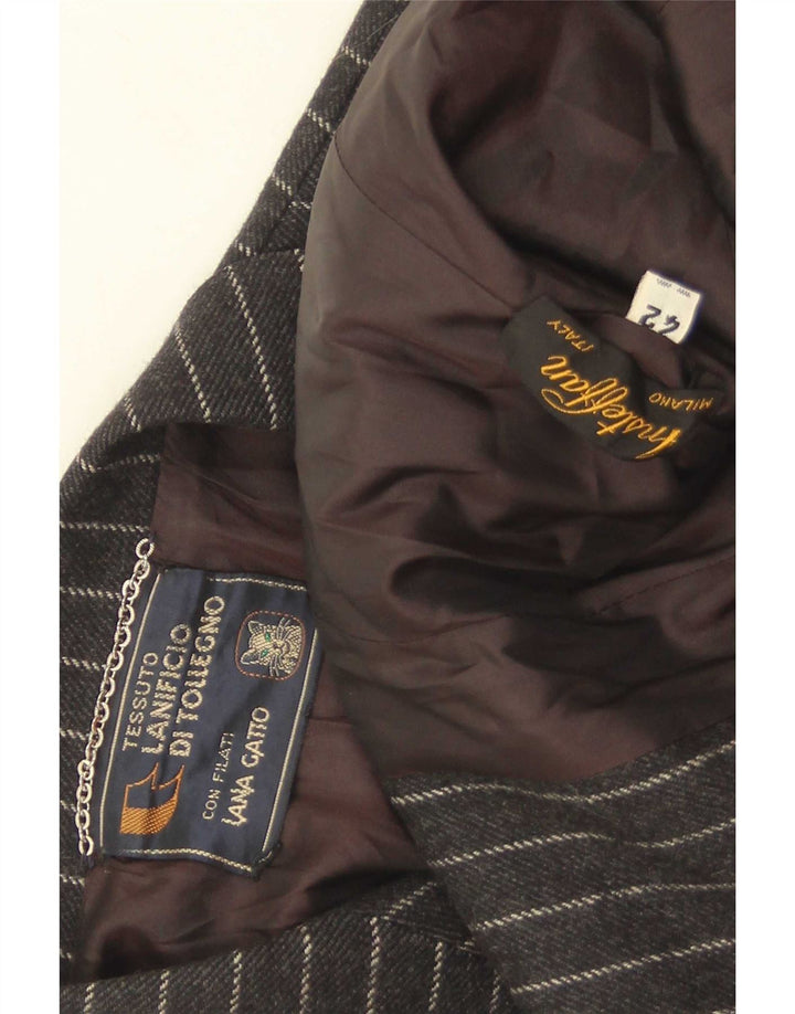 Jaqueta blazer feminina vintage com 2 botões IT 42 lã listrada preta média