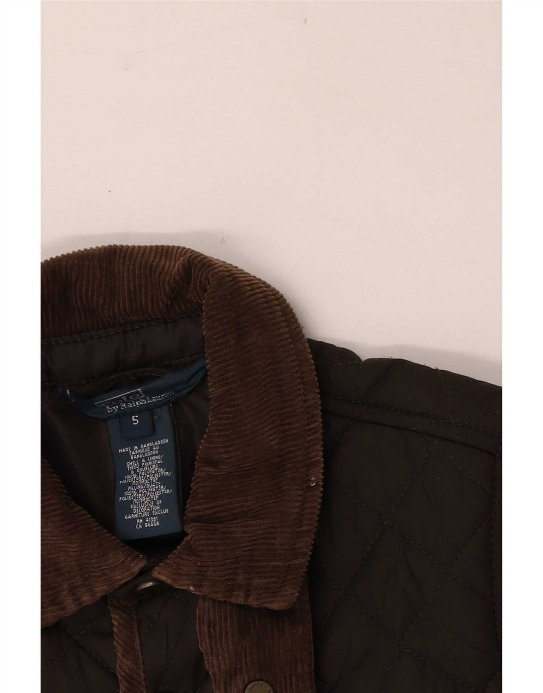 Jaqueta acolchoada masculina Polo Ralph Lauren 4-5 anos poliéster cáqui