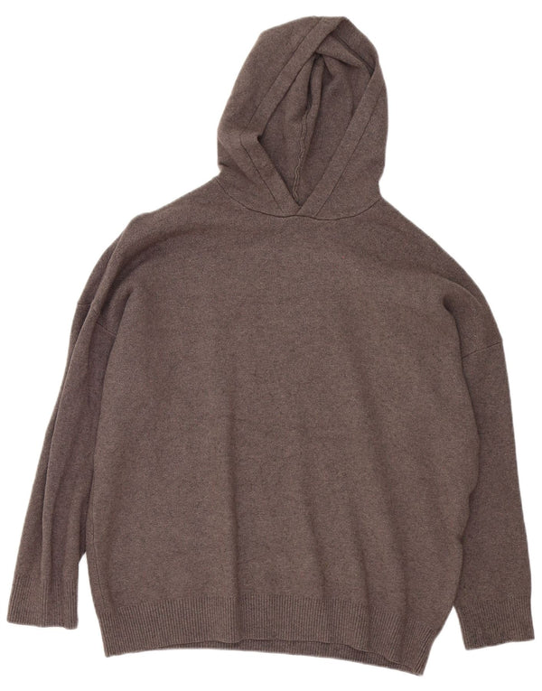 Suéter feminino Zara com capuz e ajuste solto Reino Unido 14 viscose marrom médio