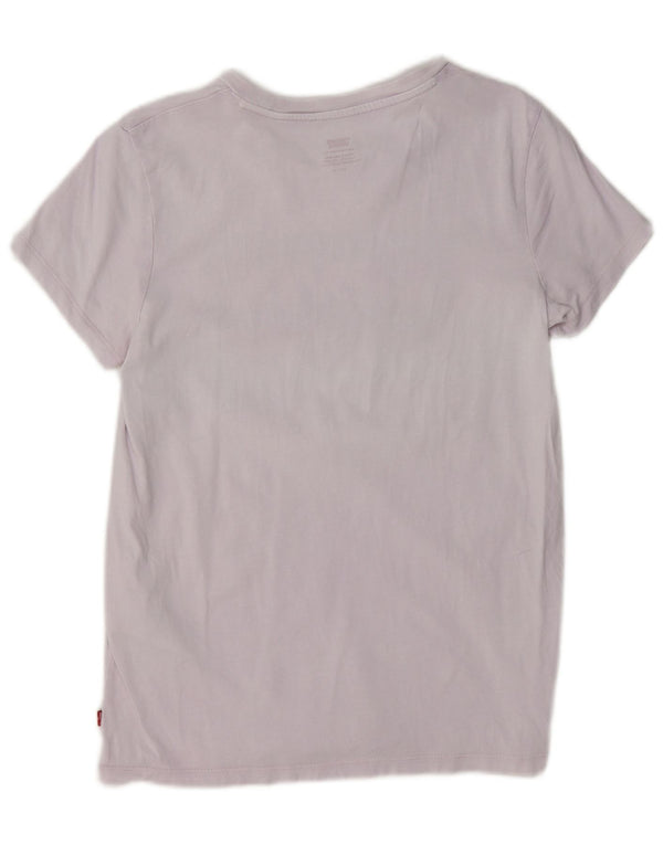 Camiseta feminina gráfica Levi's Top UK 10 pequeno algodão roxo