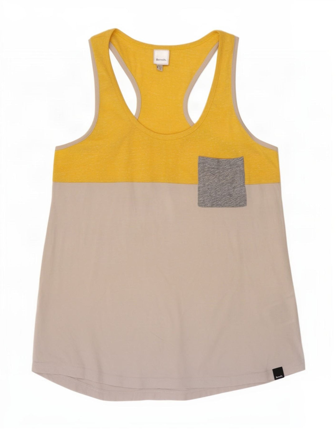 Colete feminino de banco UK 12 algodão colorblock amarelo médio