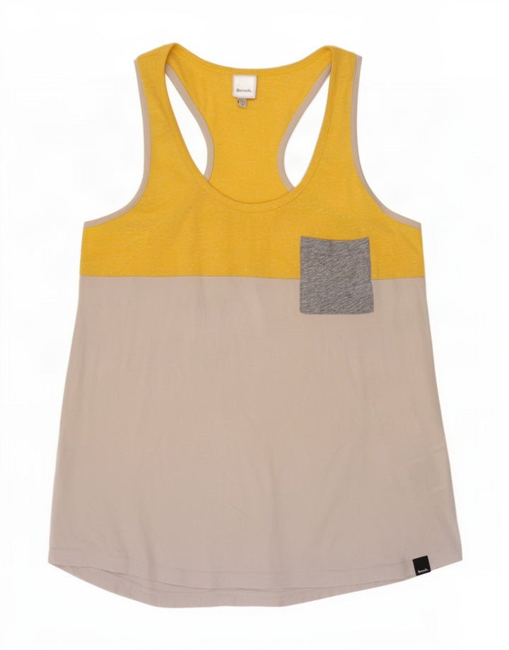 Colete feminino de banco UK 12 algodão colorblock amarelo médio