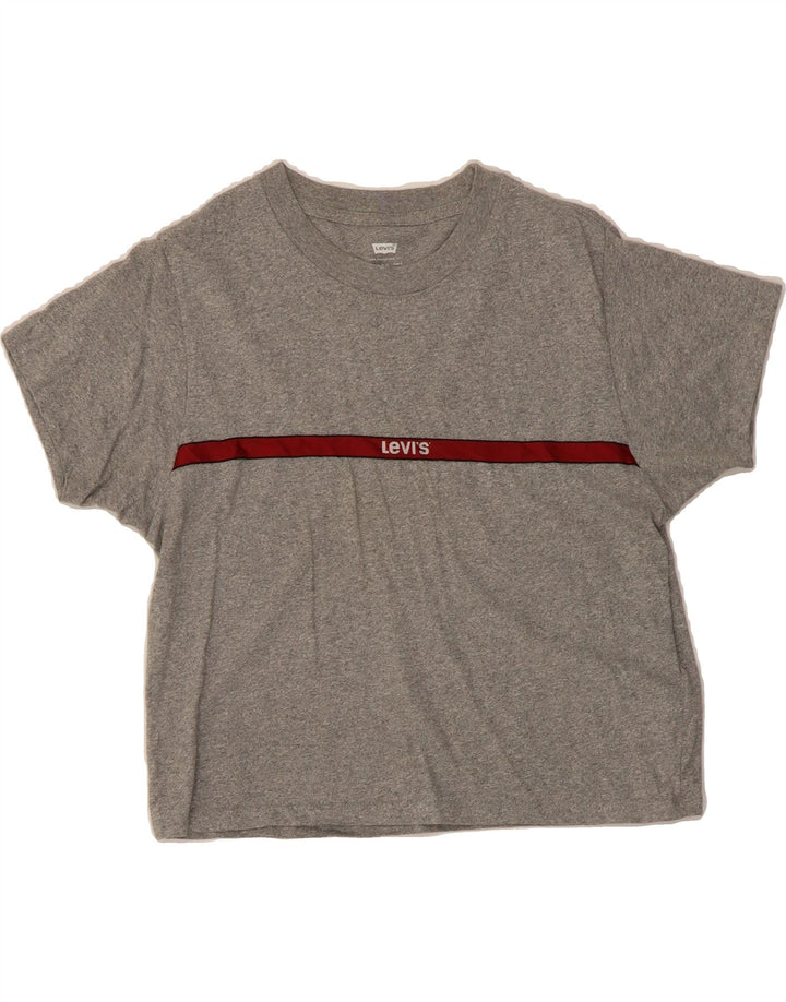 LEVI'S Womens Crop T-Shirt Top UK 2 2XS Grey Cotton Vintage Levi's and Second-Hand Levi's from Messina Hembry 