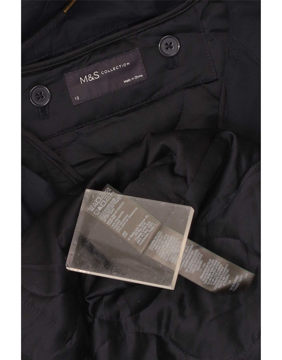Jaqueta parka feminina com capuz Marks & Spencer Reino Unido 12 poliéster azul marinho médio
