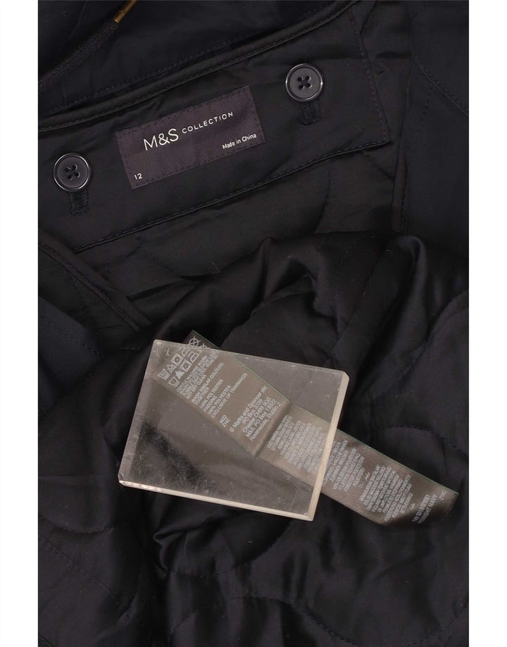 Jaqueta parka feminina com capuz Marks & Spencer Reino Unido 12 poliéster azul marinho médio