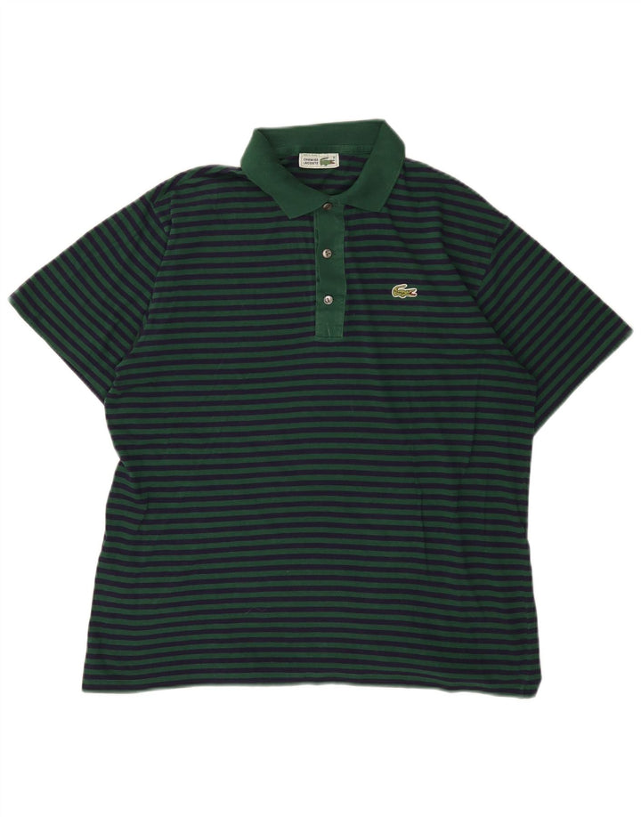 Camisa polo masculina Lacoste tamanho 4 risca de giz verde médio