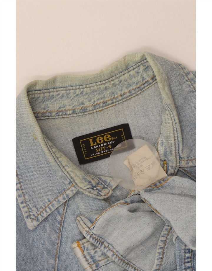 Camisa jeans masculina Lee pequena azul algodão