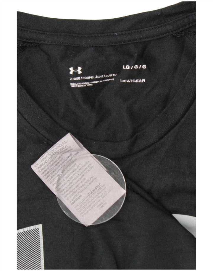 UNDER ARMOUR Camiseta masculina com estampa Heat Gear Top grande poliéster preto