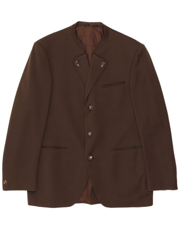 Jaqueta blazer masculina vintage com 3 botões Reino Unido 38 lã marrom médio