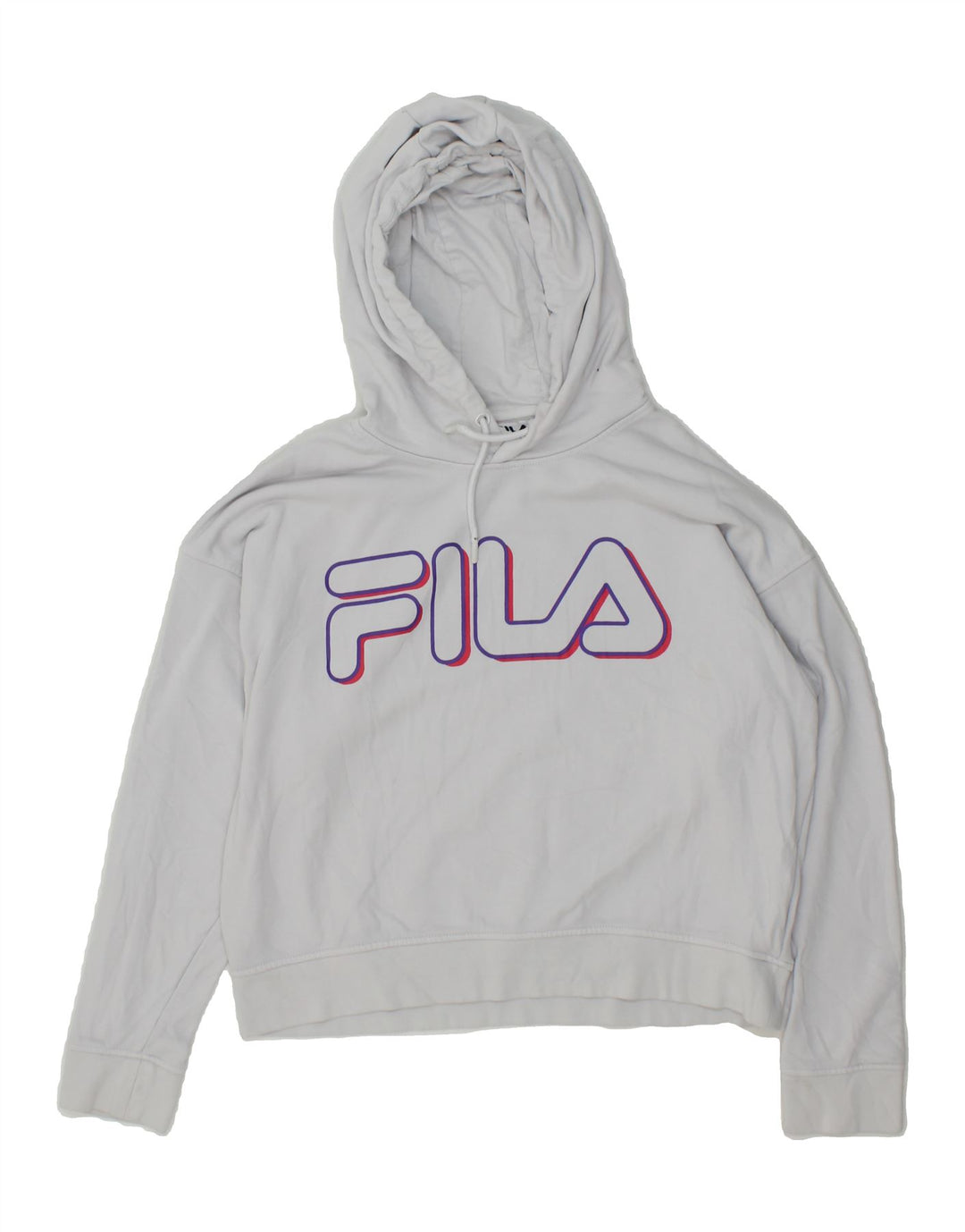 FILA Womens Graphic Hoodie Jumper UK 14 Medium Off White Cotton Vintage Fila and Second-Hand Fila from Messina Hembry 