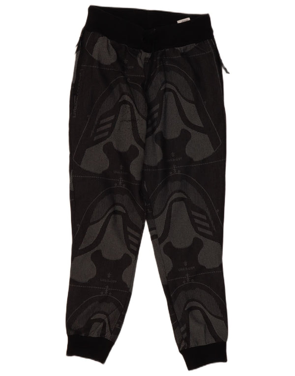 Adidas Womens Tracksuit Calças Joggers UK 8/10 Pequeno Preto Geométrico