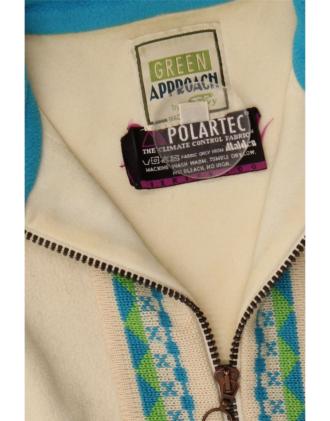 Silvy Mens Polartec Zip Neck Fleece Jumper Médio Bege Poliéster Fair Isle