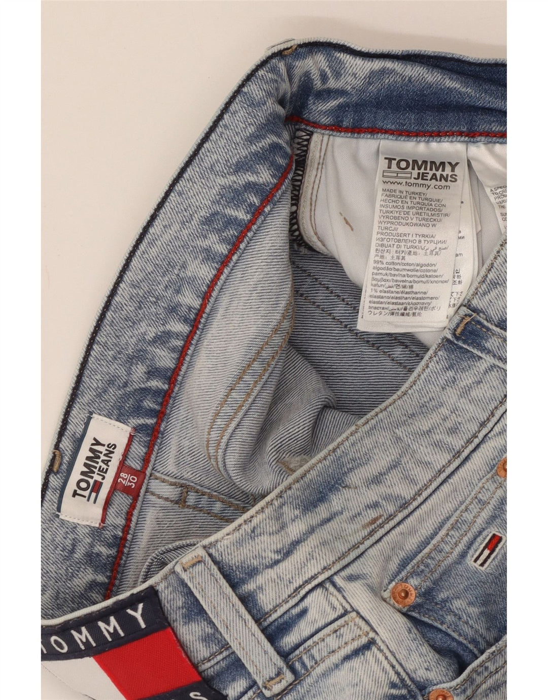 Jeans retos femininos TOMMY HILFIGER W28 L26 algodão azul