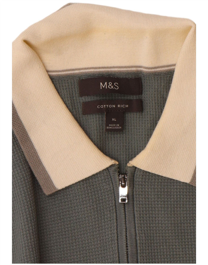 Suéter masculino Marks & Spencer com gola polo XL cinza colorblock