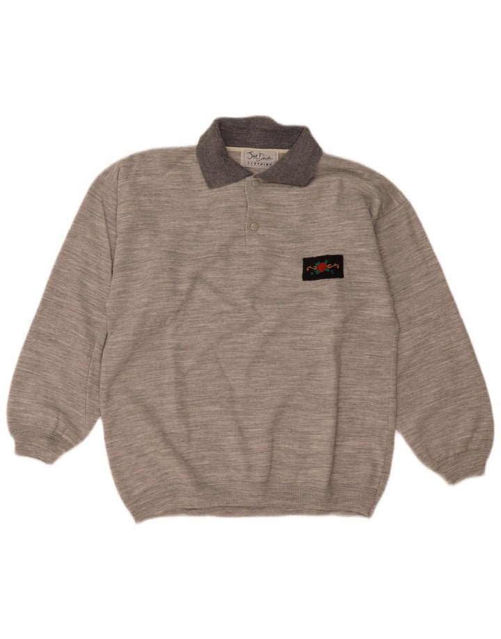 Jack Daniels moletom masculino com gola polo jumper cinza médio manchado