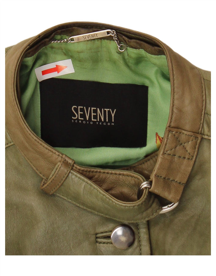 Jaqueta de couro feminina Seventy IT 42 couro verde médio