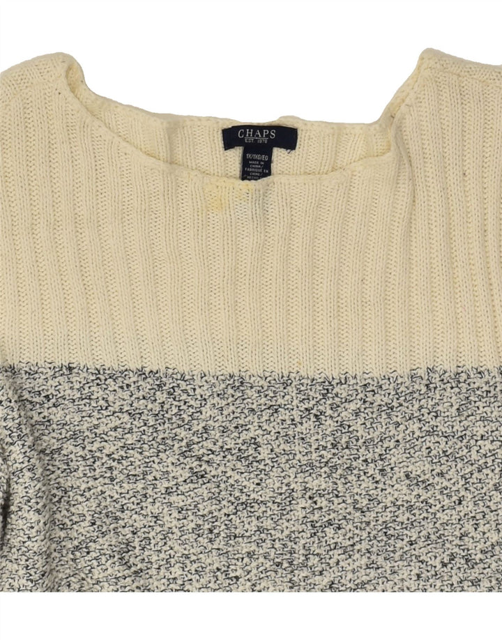 CHAPS Womens Boat Neck Jumper Sweater UK 18 XL Grey Striped Cotton Vintage Chaps and Second-Hand Chaps from Messina Hembry 