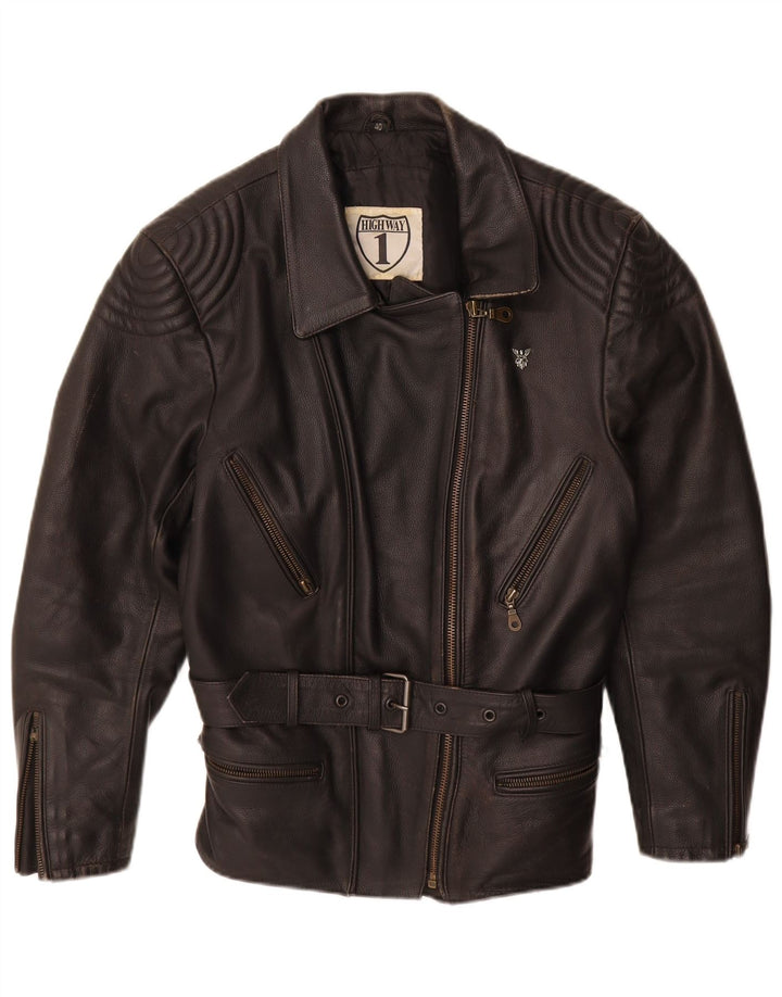 HIGHWAY 1 Jaqueta feminina de motociclista IT 40 pequena couro preto