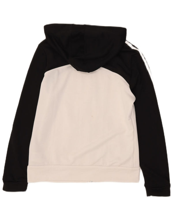 Suéter Adidas feminino com capuz e zíper Reino Unido 16 grande bloco colorido branco poliéster