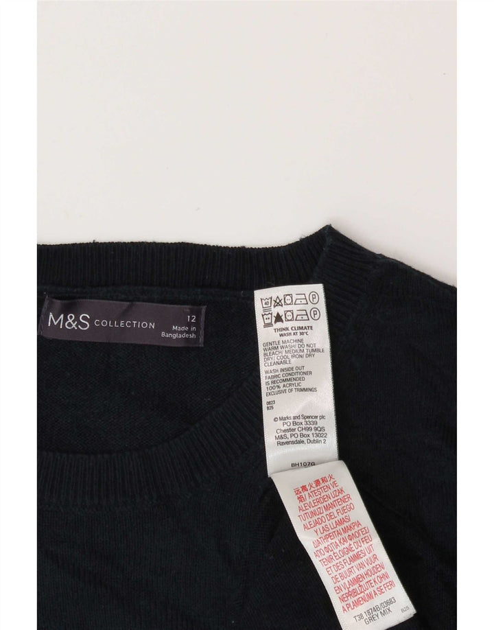 Suéter feminino Marks & Spencer com gola redonda Reino Unido 12 cinza médio