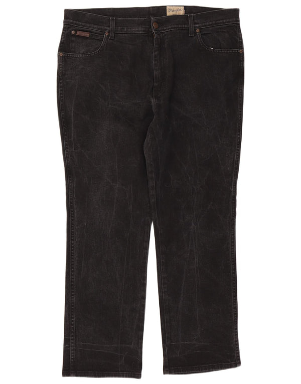 Wrangler Masculino Texas Stretch Straight Jeans W40 L30 Algodão Preto