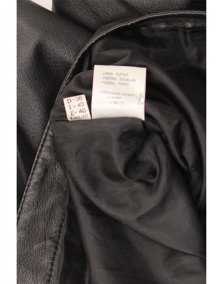 Jaqueta bolero de couro superdimensionada feminina vintage IT 40 pequena preta