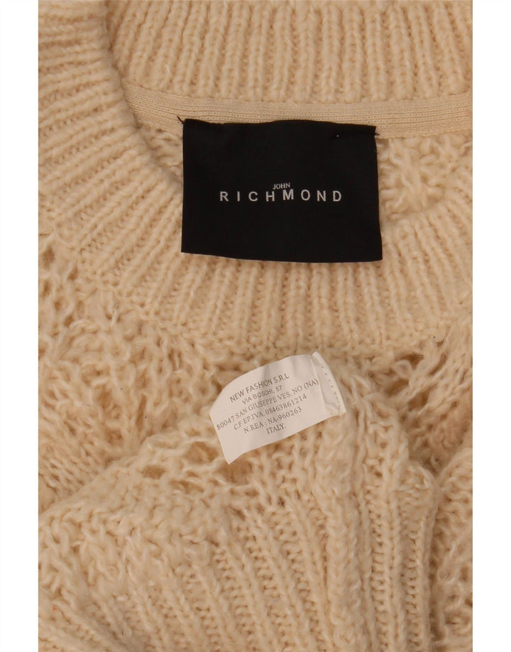 Suéter feminino Richmond com gola redonda Reino Unido 16 grande bege