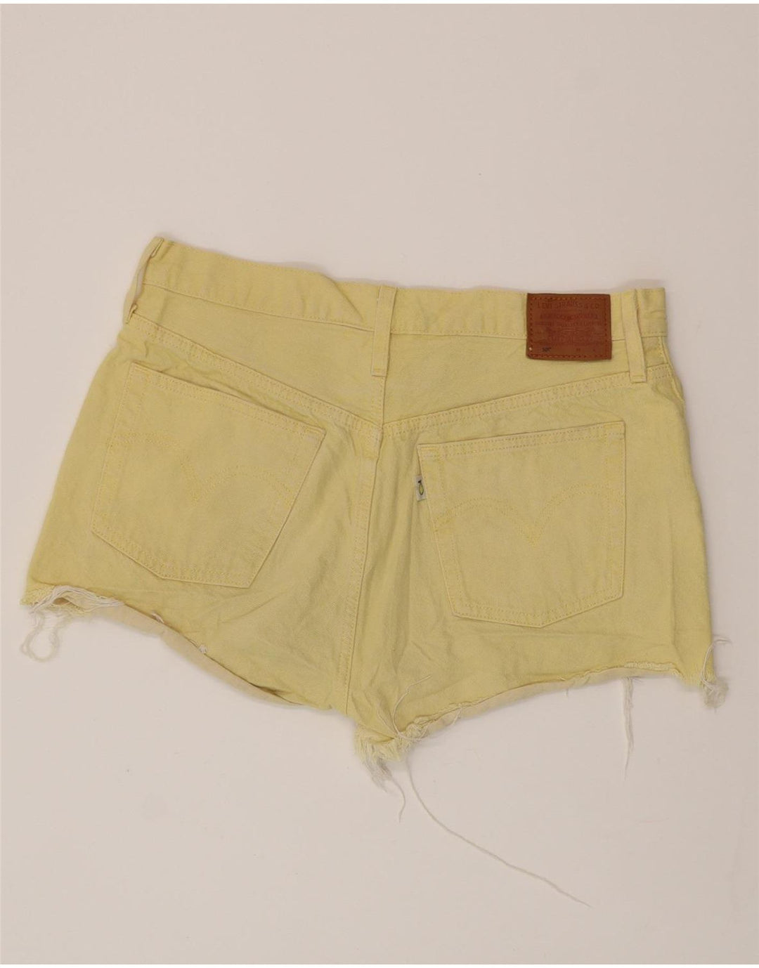 Shorts jeans feminino 501 da LEVI'S W32 grande algodão amarelo