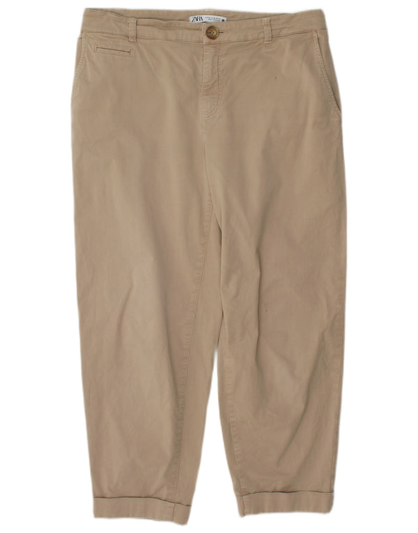 Zara Calça feminina cônica cortada EU 40 Médio W30 L25 Bege