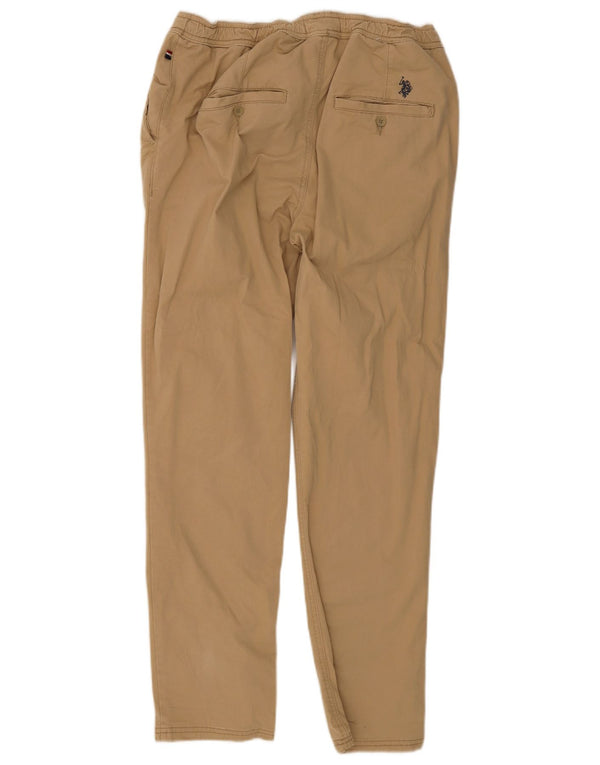U.S. Polo Assn. Mens Slim Chino Trousers W34 L28 Beige Cotton