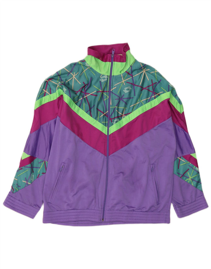 Lotto Womens Oversized Tracksuit Top Jacket UK 14 Medium Purple Colourblock