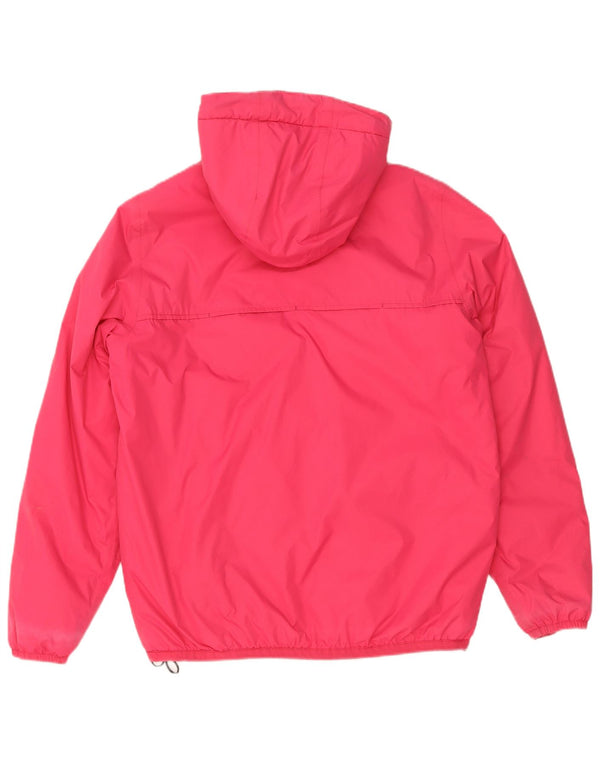 K-Way Womens Oversized Hooded Sherpa Windbreaker Jacket UK 10 Small Pink