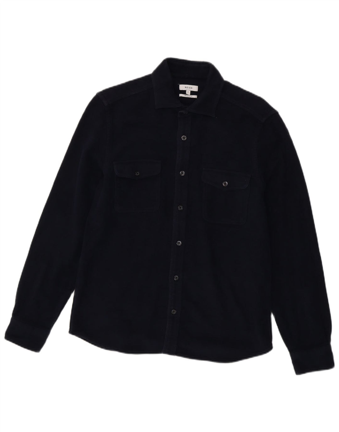 Camisa masculina Reiss Regular Fit grande algodão azul marinho